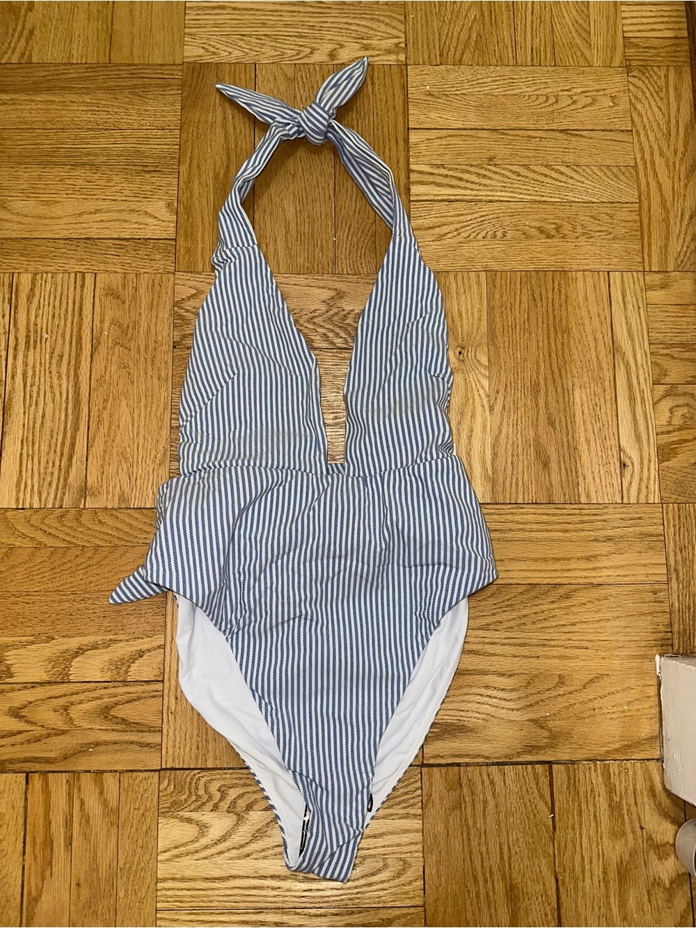 Montce Women’s Blue and White Striped One-Piece Swimsuit NWT